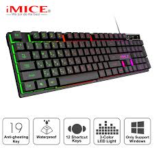 Gaming keyboard Gamer keyboard with backlight USB 104 Rubber keycaps RGB Wired Ergonomic Russian keyboard For Tablet Computer